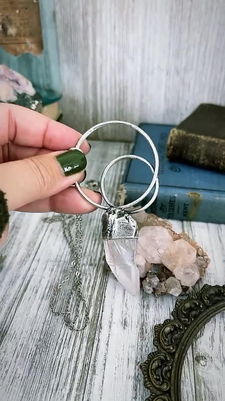 Raw Clear Quartz Crystal Necklace in Fine Silver / Bohemian Jewelry Gift  for her