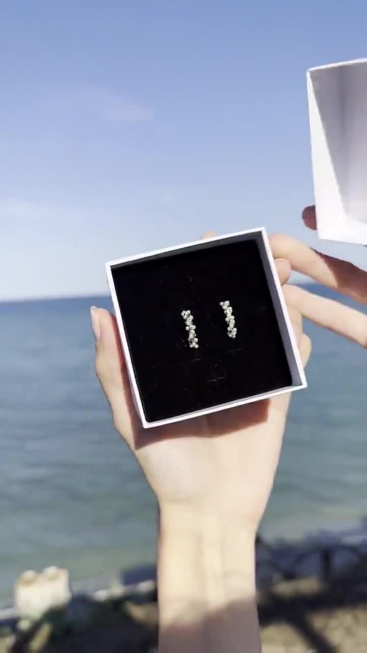 Créoles géométriques minimalistes en perles torsadées, boucles d'oreilles  de mariage délicates et délicates en argent sterling 925 - Etsy France