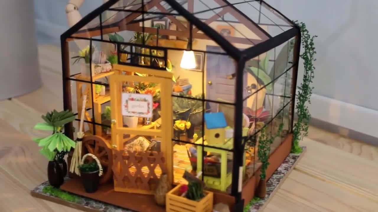 Hands Craft DIY Miniature Dollhouse Kit | Cathy's Flower House - Greenhouse  (DG104)
