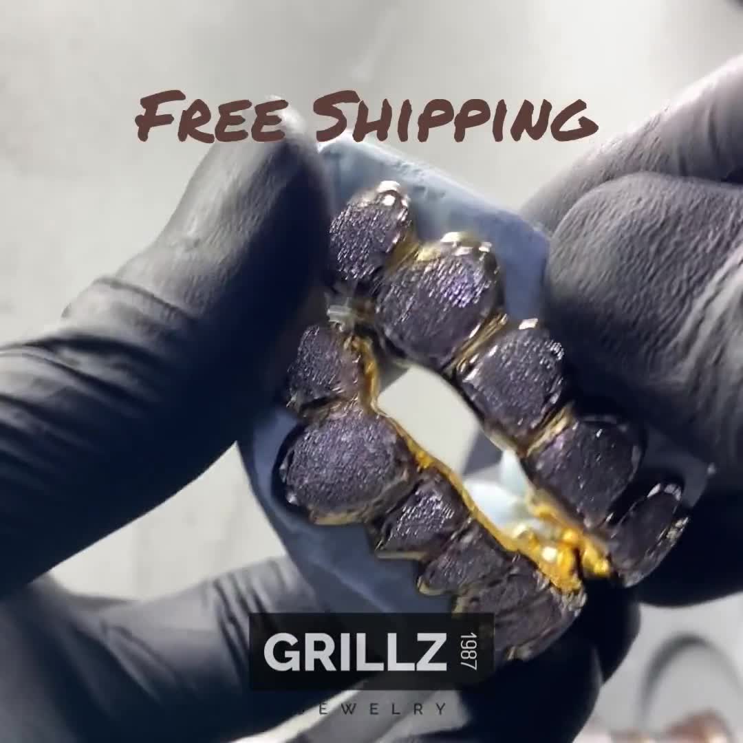 Custom Grillz, FREE Diamond Dust, 925 Silver Real 14K Gold , FREE Mold Kits,  Fast Process, FREE 2 Day Shipping by Grillz Jewelry 