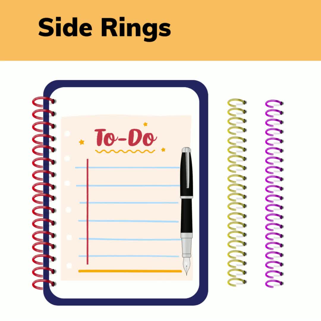 Realistic Metallic Digital Planner Binder Rings Transparent PNG Gold Silver  Rose Gold Instant Download Personal and Commercial Use 
