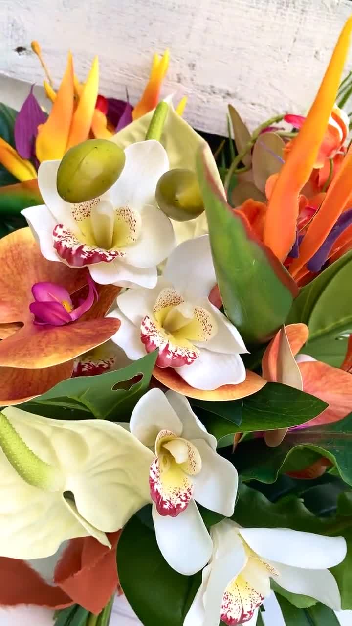 orange cymbidium orchids bouquet