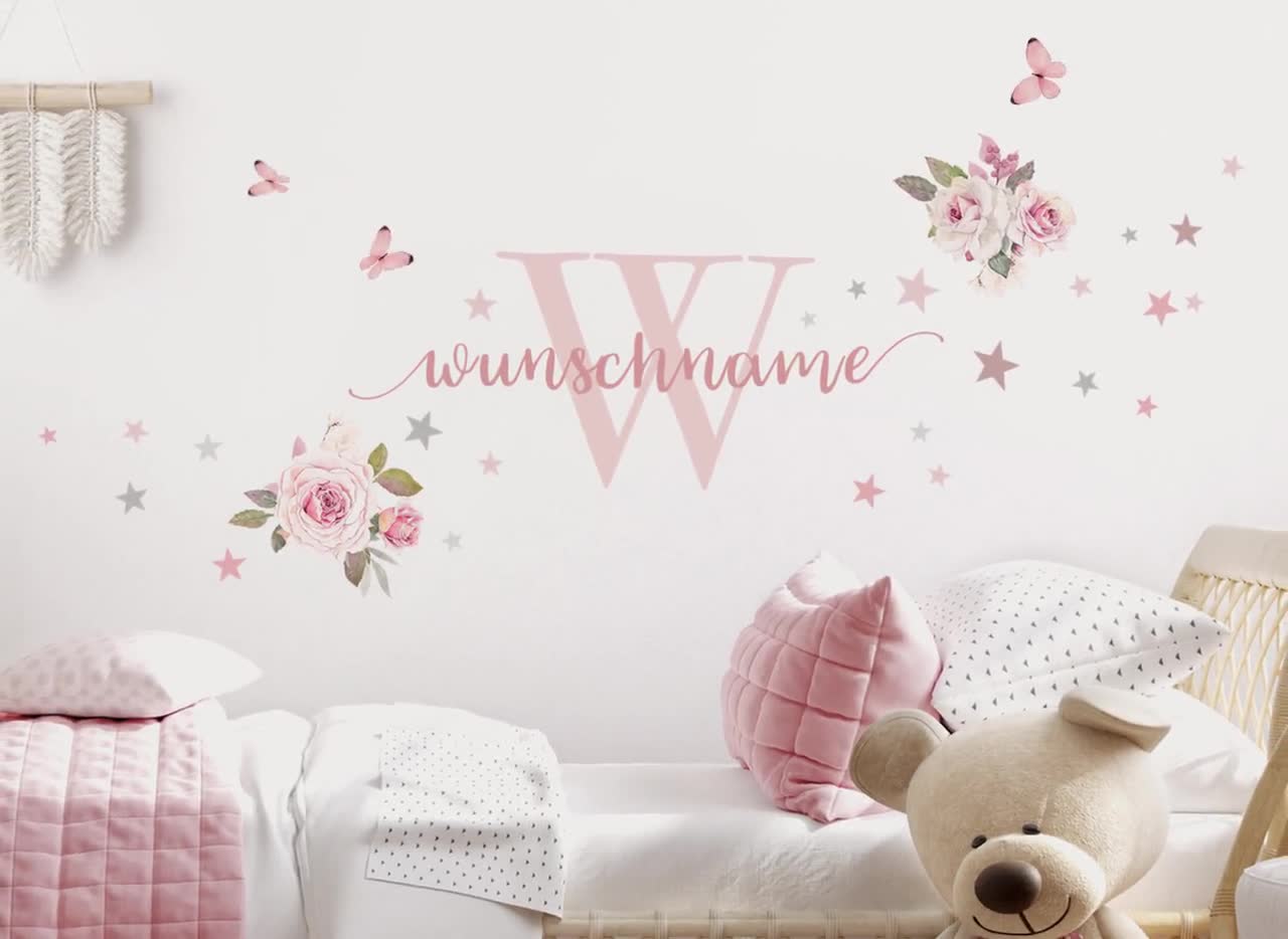 Wall Sticker Self-adhesive Girls Room Roses With Desired Name Sticker  Children\'s Room Wall Sticker Stars Wall Sticker Butterflies DL747 - Etsy