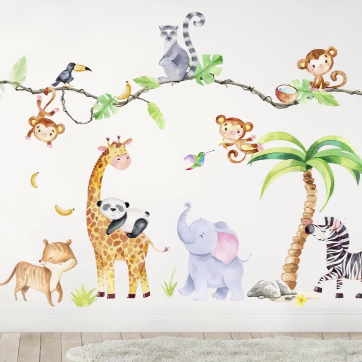XXL Sticker Set Safari Animals Wall Decal for Nursery Jungle Wall Sticker  for Baby Room Wall Sticker Decoration Self-adhesive DL769 -  Sweden