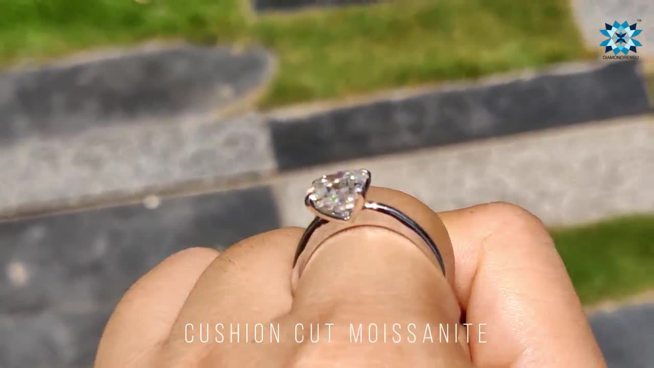 Vintage Style 1.94 CT Portuguese Cut Colorless Moissanite Engagement Ring,  Solitaire Ring, Antique Wedding Ring, Anniversary Gift, Bridal