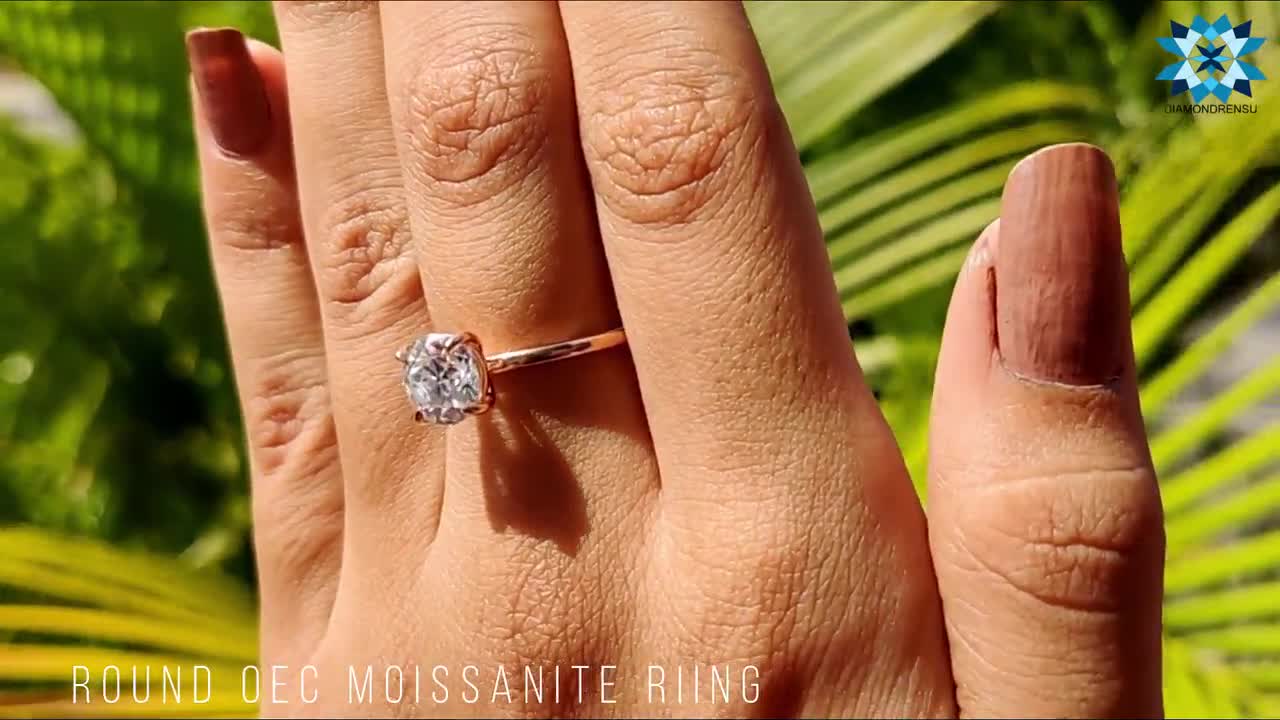 Stunning 2.04 CT Old European Cut Colorless Moissanite Ring, Engagement  Ring, 14K Solid Rose Gold Solitaire Ring, Wedding Ring, Bridal Set 