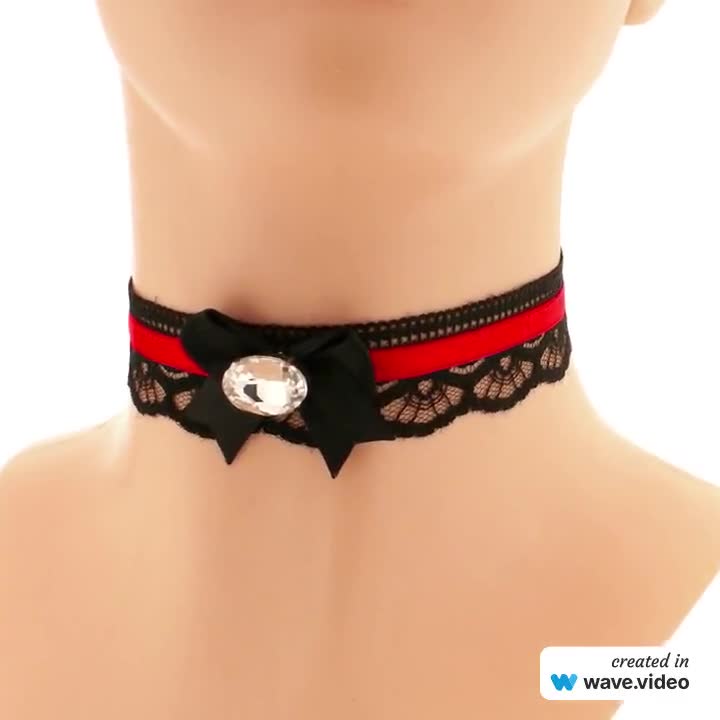 Collier Ras Du Cou Gothique Dentelle Noire - Cœur Et Perles, Nœud Velours - Bijou Vintage, Cadeau Femme