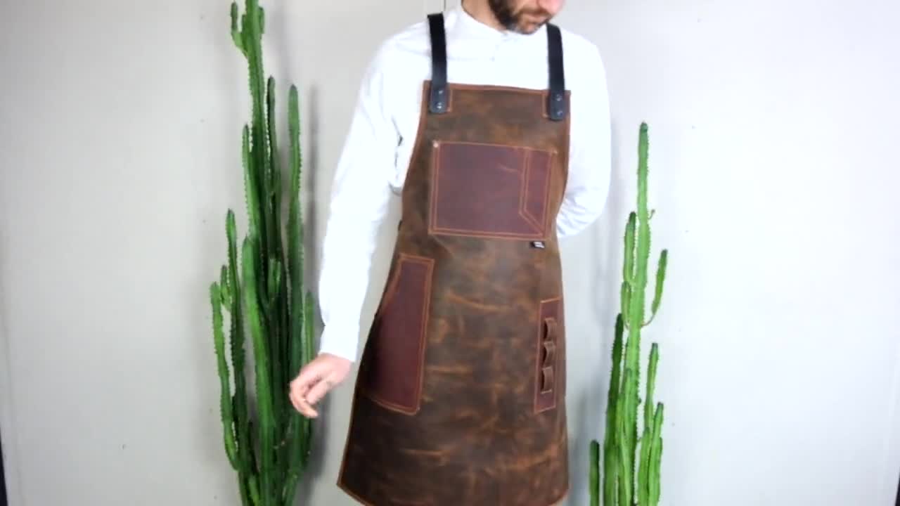 Kitchen Apron for Women With Leather Pockets, Leather deals Crossback Straps, Christmas Gifts