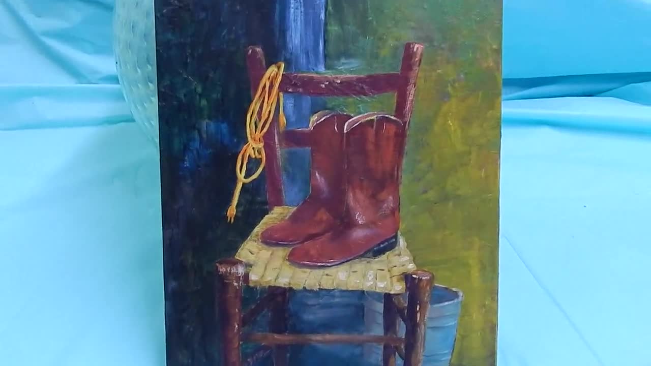 Red Cowgirl Boots Original Oil top Painting