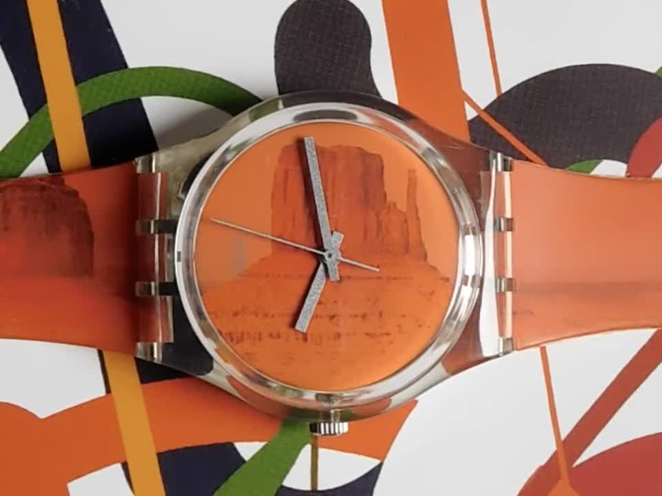 1990s 1996 Swatch Watch 'zerkon' GK240 34mm, Orange