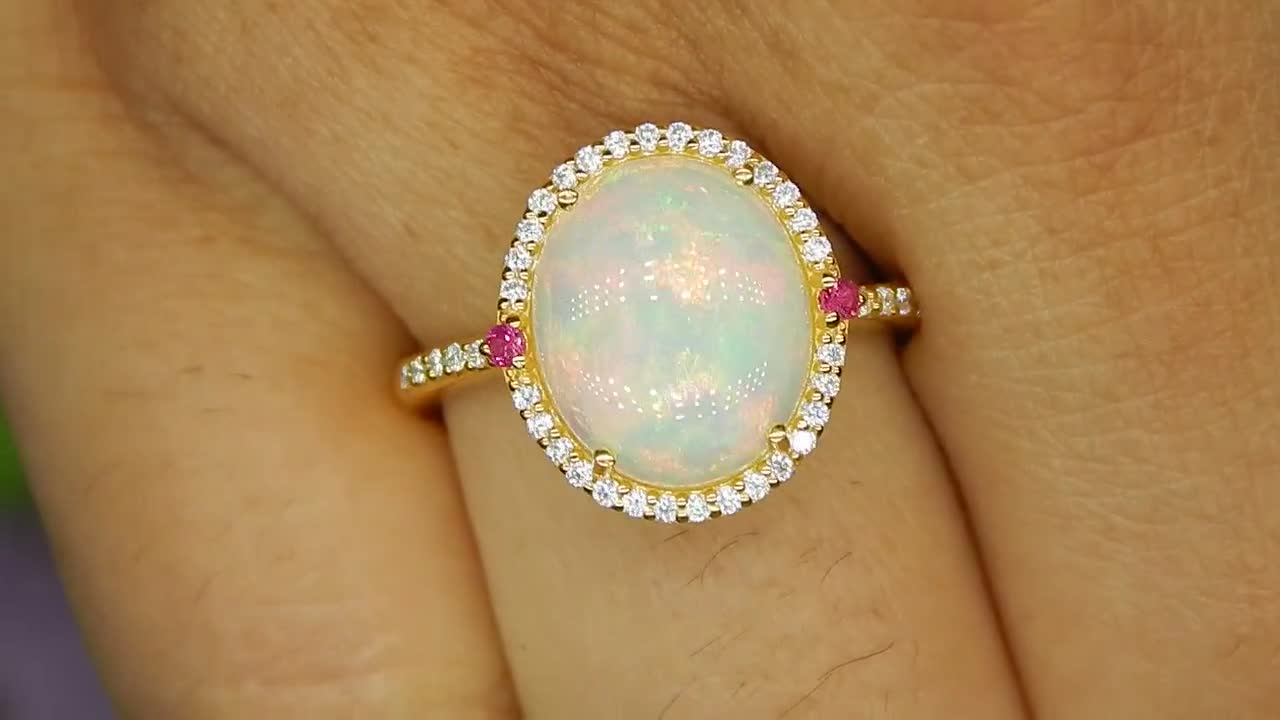 アクセサリー入り 天然ファイアオパール ルビーリング：925スターリングシルバー、モ