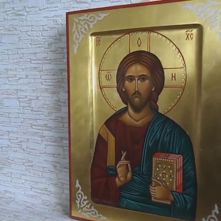 Ukraine Hand painted Eastern Orthodox icon The Savior Jesus Christ  Traditional iconography iconpainting Christian gilding natural pigment