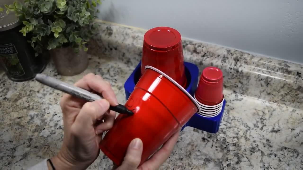 Solo Cup Stand with Sharpie Holder 3D Printed - C23D Manufacturing