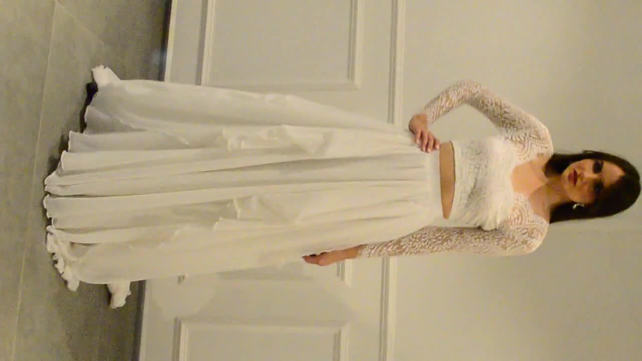 Monica - bridal lace bodysuit / wedding bodysuit top / sweetheart neckline  bridal top / retro looking V neck bridal top / button sleeves top