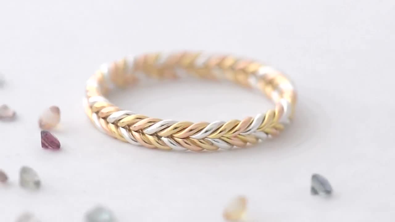 Tri Color Gold Sailor Braid Wedding Band Set 6mm & 8mm TC-557AS [TC-557AS]  - $879.99 : Bridal Ring Shop - Wedding Rings, Wedding Bands, and Engagement  Rings., A Division of Joshua's Jewelry