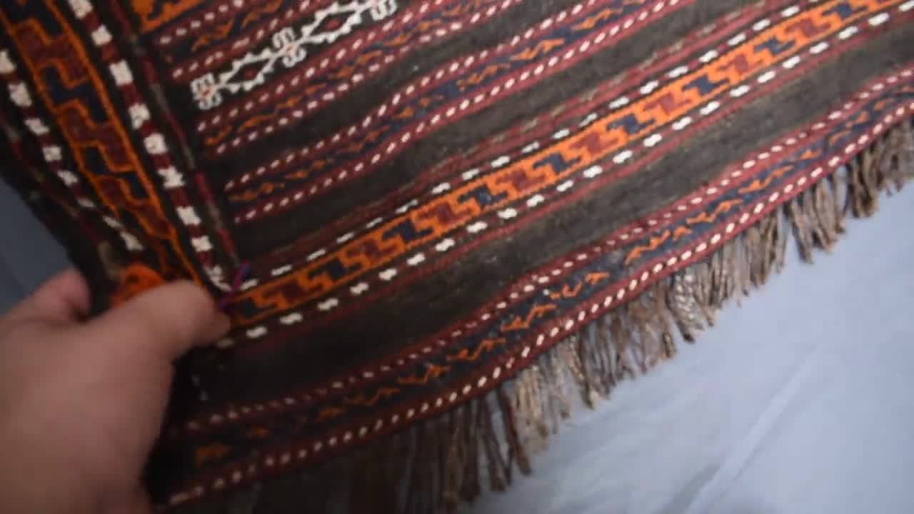 4.3x6.8 フィートのアフガニスタン キリム エリア ラグ - ピンク