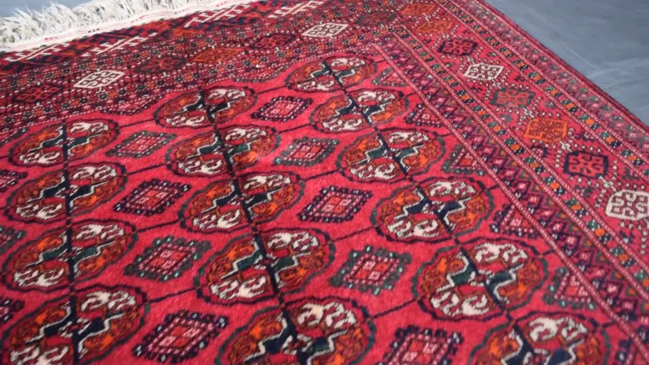 1940's Antique Turkmen Tekke Wool Rug, Oriental Bokhara Style
