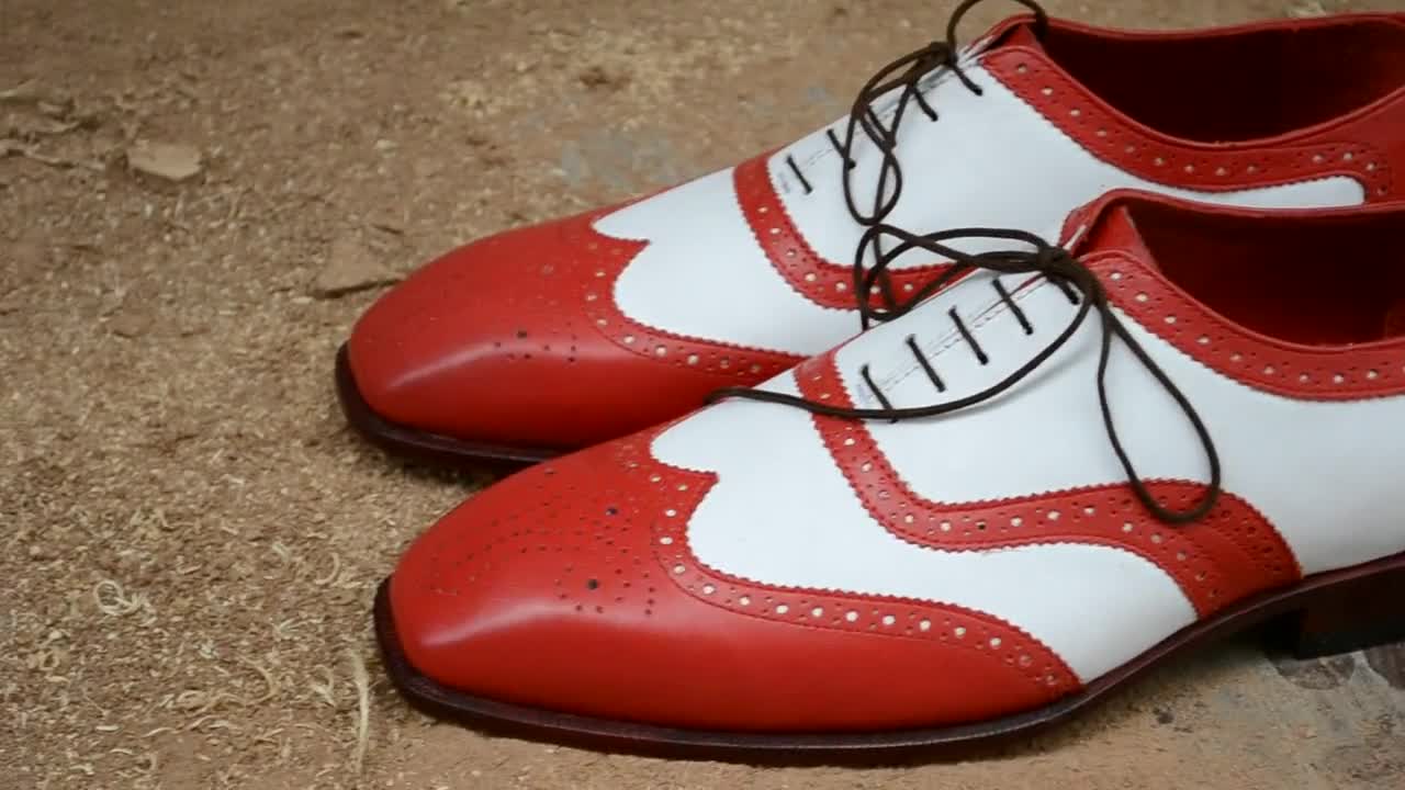 Red and white on sale mens dress shoes