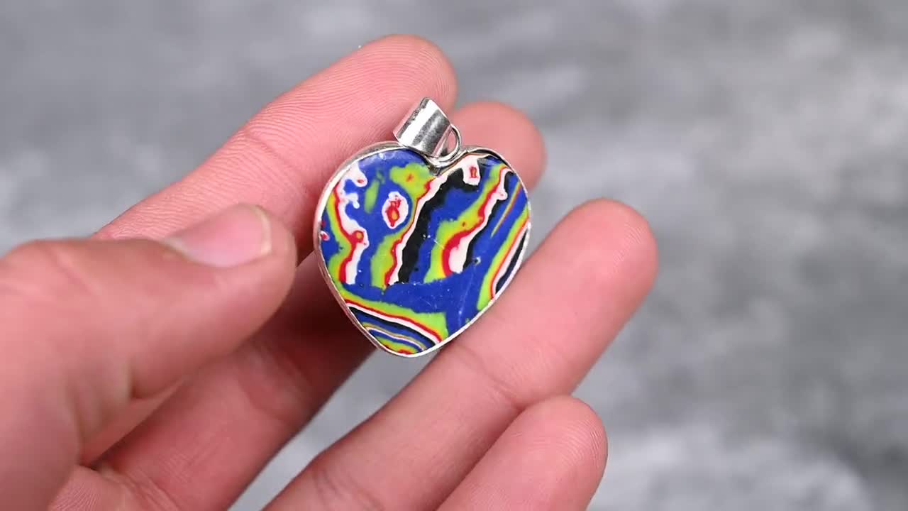 貝 モザイクバルーンジャスパーペンダント 925スターリングシルバー