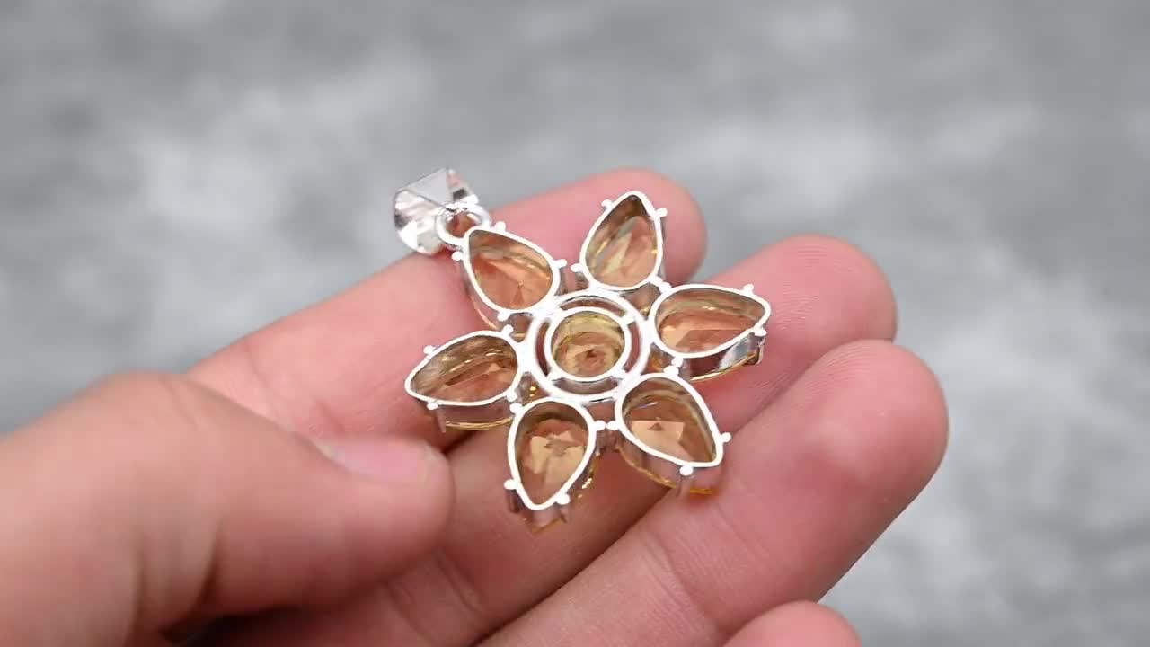 Citrine Pendant 925 Sterling Silver Pendant Citrine Gemstone