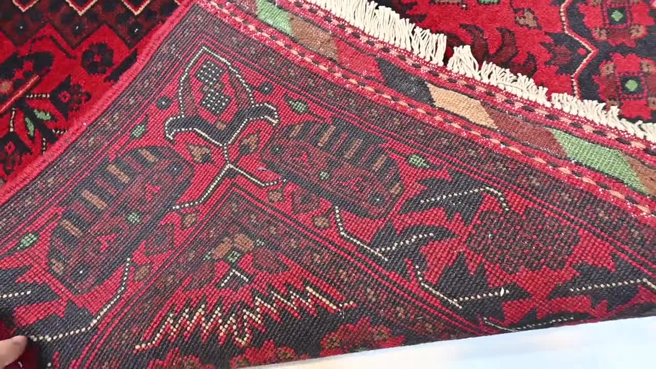 3'4x5'6フィートのアフガニスタン幾何学模様のZerカーキラグ