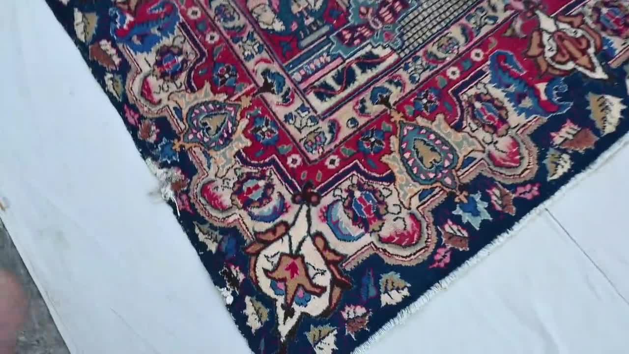 1900年代アンティークラグ - 9x13インチの大きな絵画ラグ 1900年代アンティークラグ - 9x13インチの大きな絵画ラグ