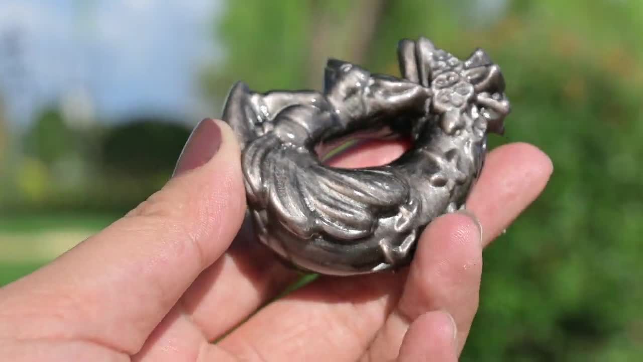 シルバー オブシディアン 九尾 高品質 手彫り 2.2'' 天然シルバーオブシディアン九尾狐、水晶フォックス彫刻