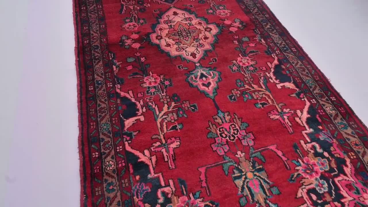 3.7x10.7フィート トルクメン ハンドメイド ウール ランナーラグ