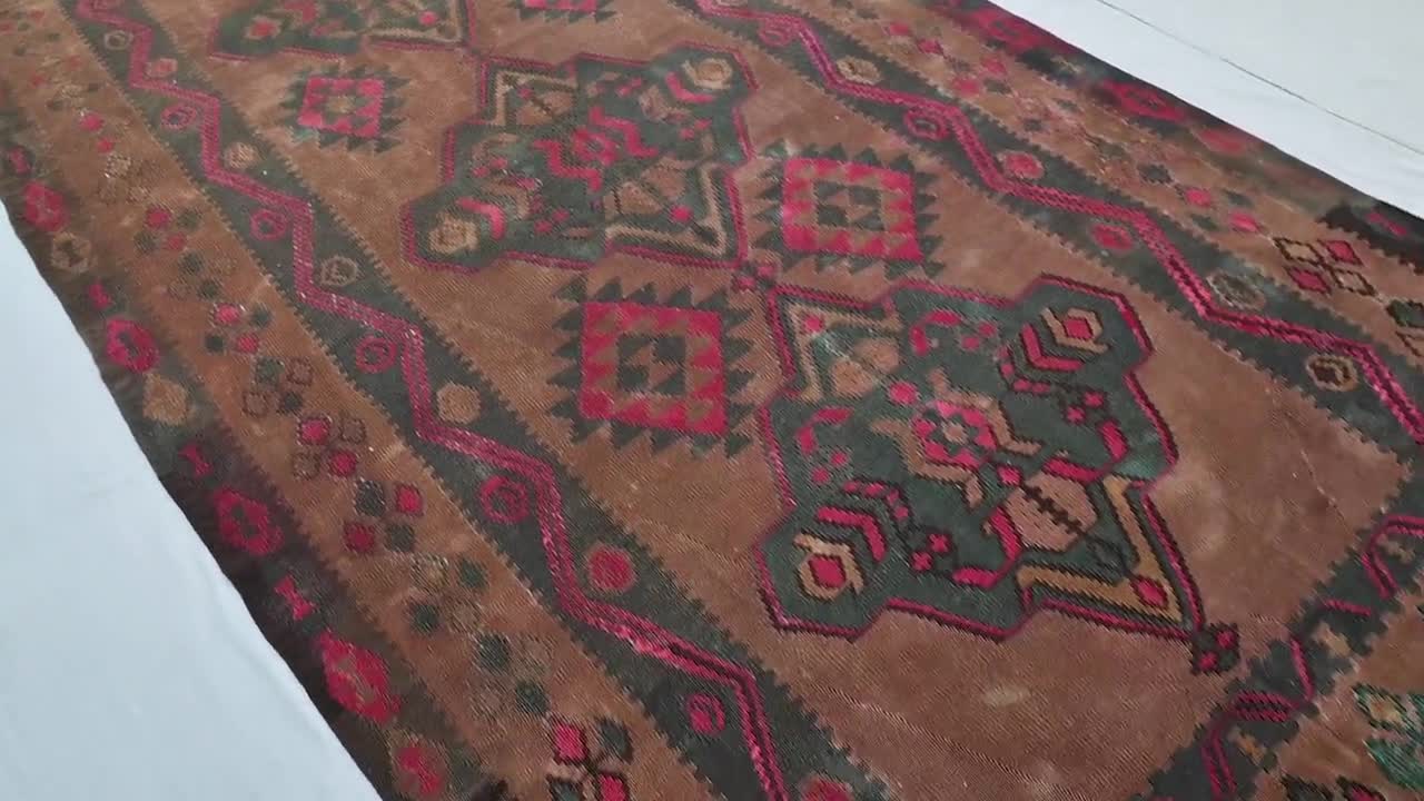 6x15 ヴィンテージ テラコッタ ラグ 1900 アンティーク トルクメン