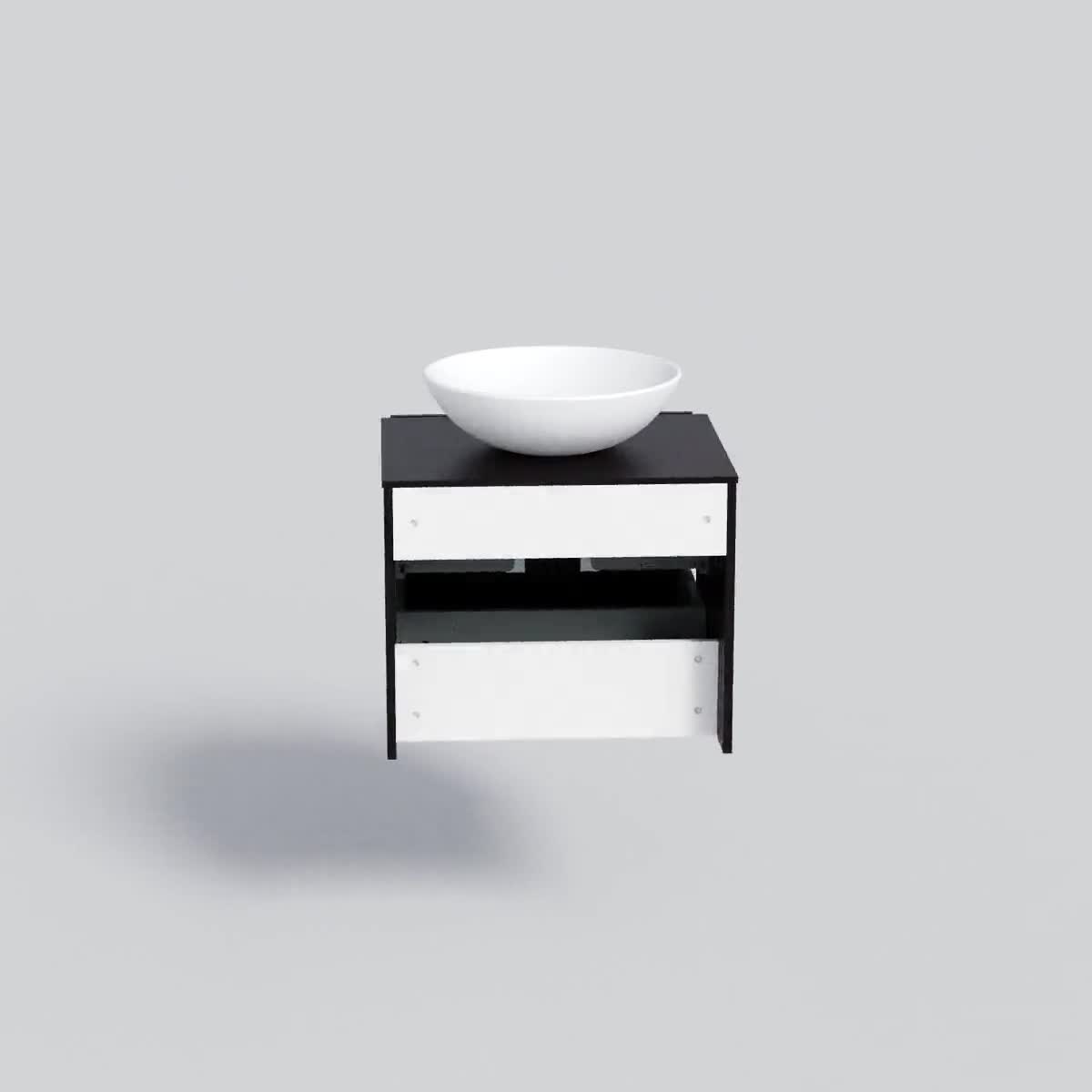 Modern Free Standing Bathroom Vanity with Washbasin | Dune Black Matte Collection | Non-Toxic Fire-Resistant MDF video poster