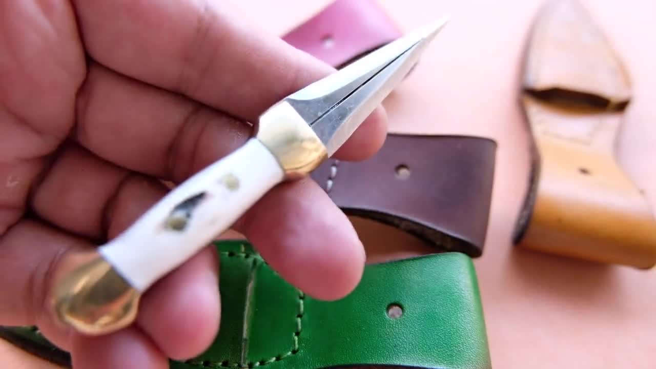 Mini coltello da pugnale da cintura tascabile su misura con fodero in pelle  manico in corno di cervo -  Italia