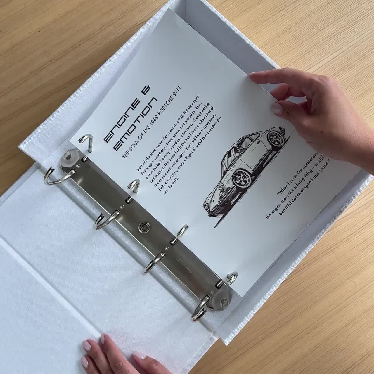 Luxus Ringbuch Box für A5, A4, A3, US Letter Papier | Personalisierte Portfolio-Box mit 2-3-4 Ringen und Magnetverschluss | Handgemacht video poster