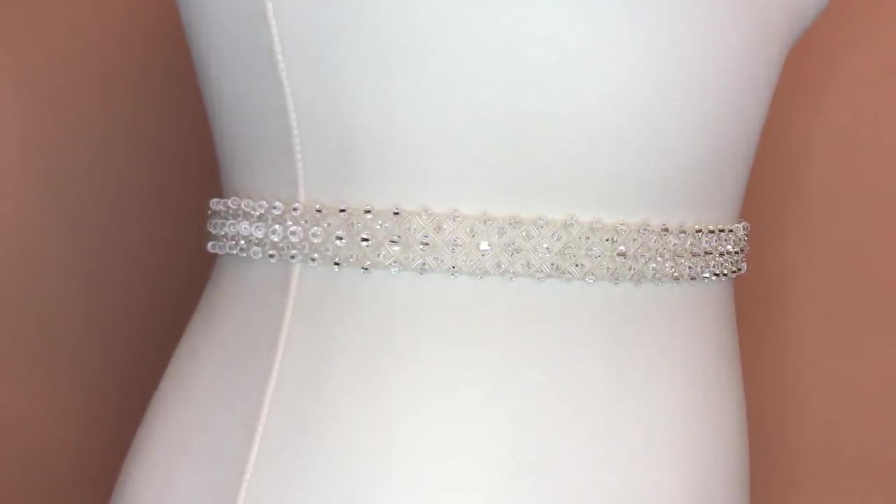 Bridal Pearl and Crystal Belt and Buckle, Wide Bridal Belt, Wide