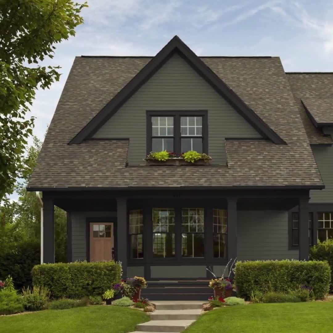 Exterior Paint Color Palette - Dark Olive, image size:1080x1080