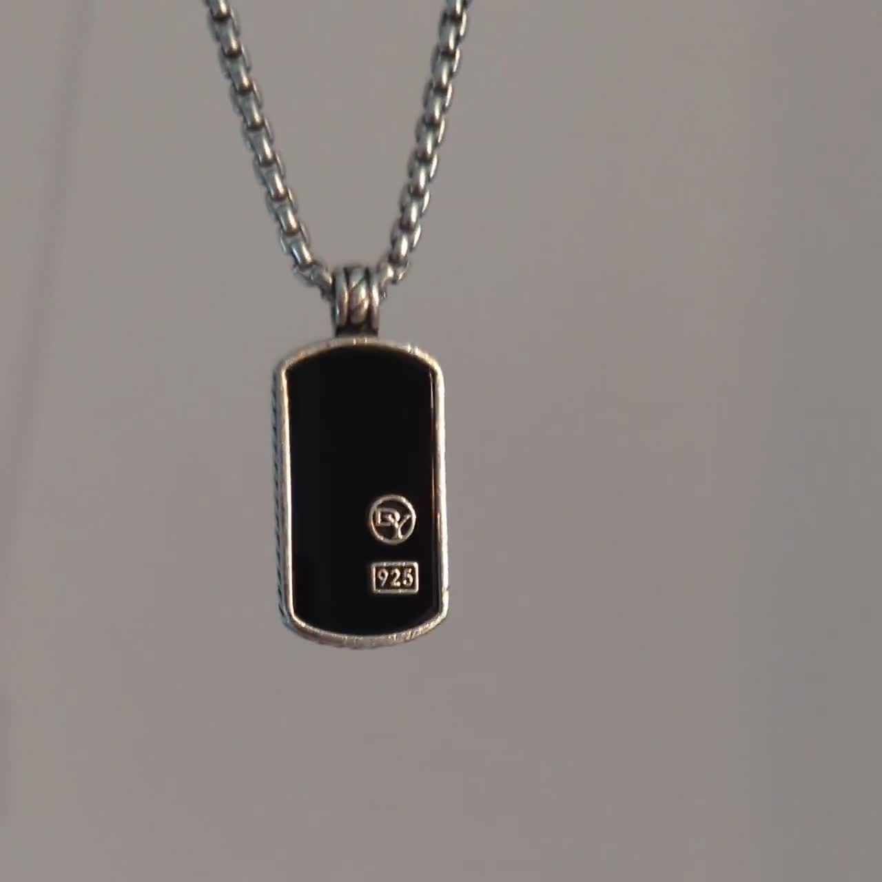Men's Black Onyx Dog Tag Shape Bullet Necklace – SureShot Jewelry