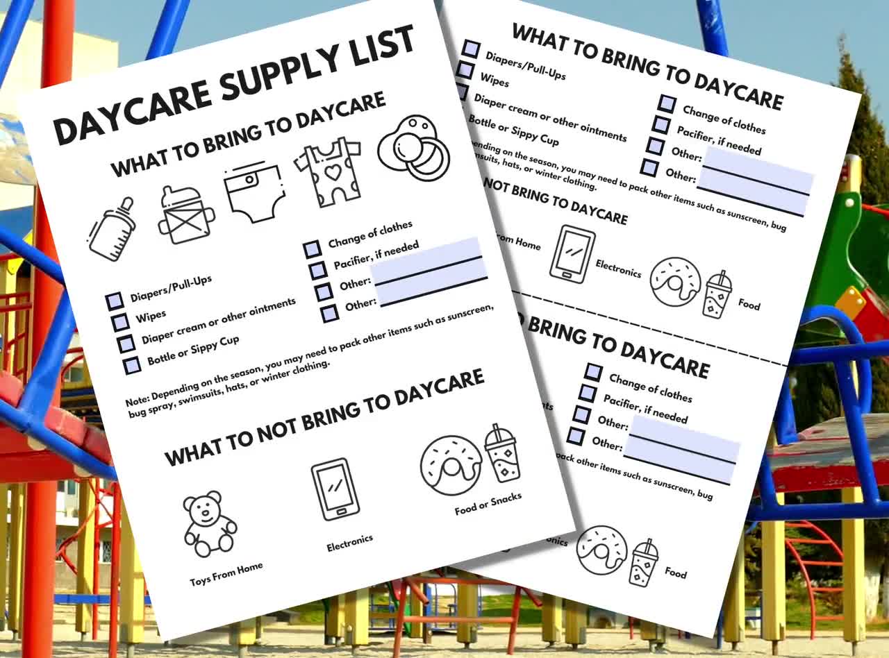 Daycare Supply List for Parents Items Needed for Daycare Childcare Supply  List Daycare Must Haves Daycare Essentials 8.5x11 PDF 