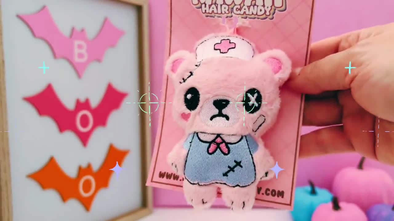 Creepy Cute Kawaii Dead Nurse Bear Plush Bag Charm Keychain