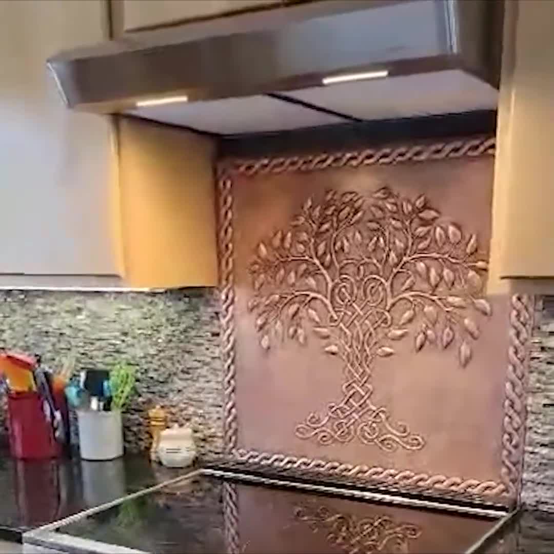 Framed Copper Backsplash, Copper Tile, Copper Kitchen Tile Pony