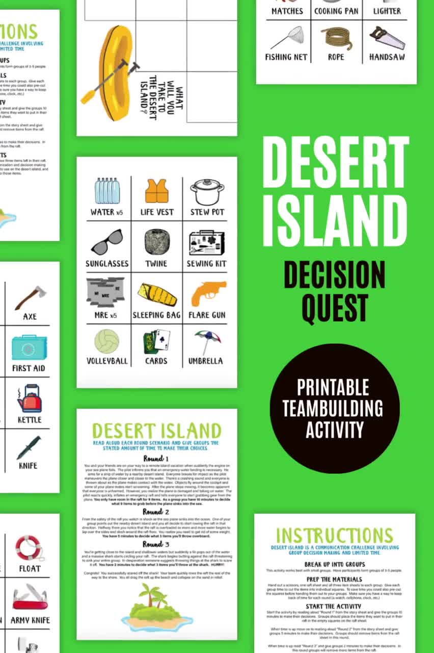 Decision Quest: Desert Island | Survival Group Communication & Decision  Making Activity | Workplace Team Building Printable Ice Breaker Game