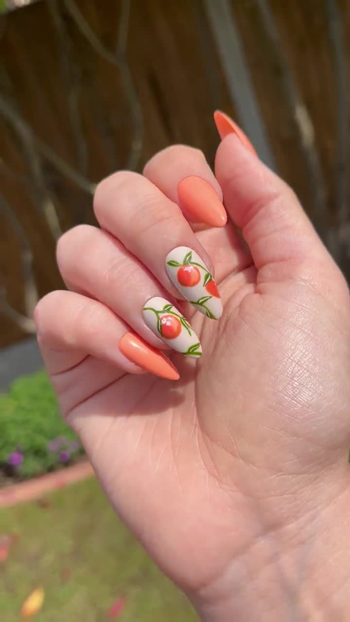 OLIVIA Press On Nails - Orange Nails - set of 10 luxury made to order nails