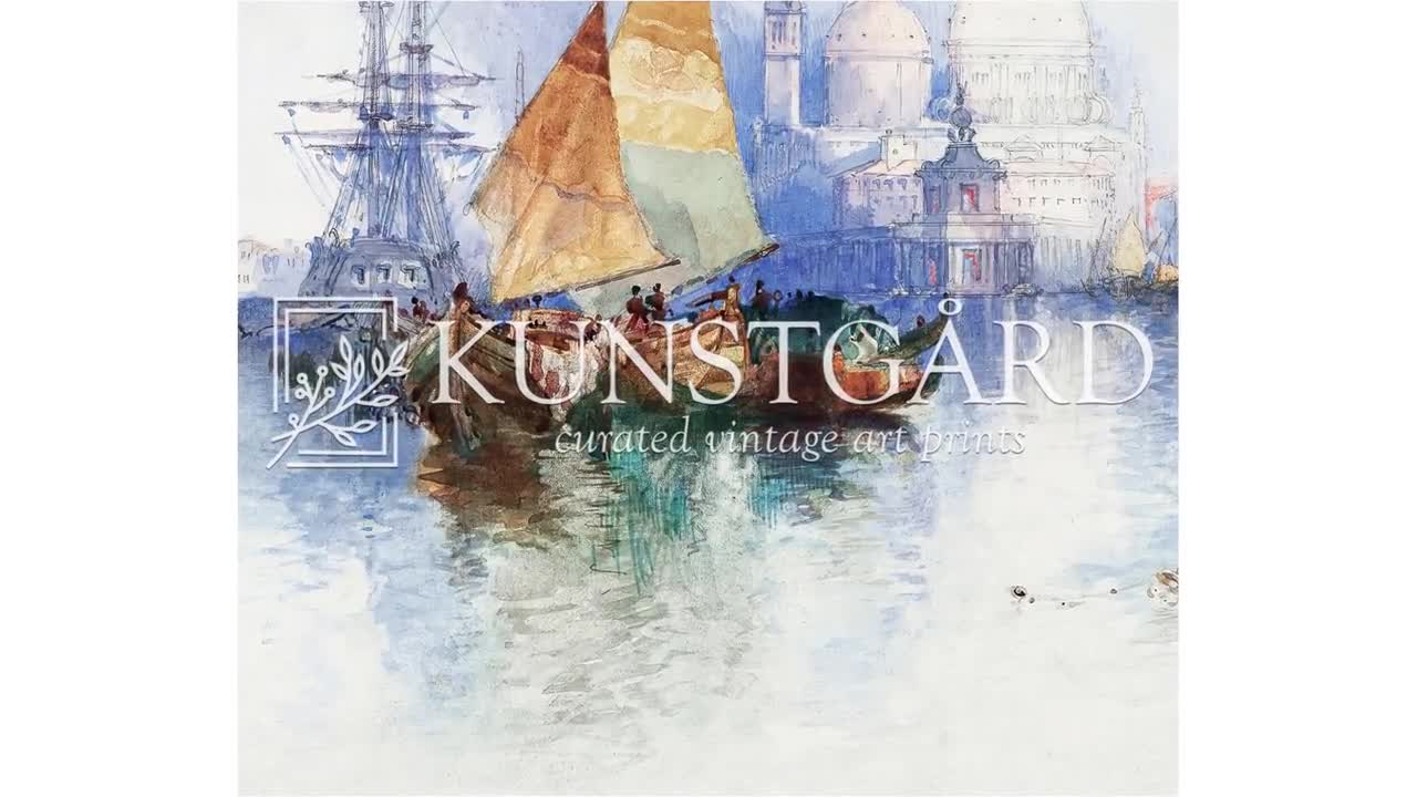 ヴェネツィアのスケッチ水彩画プリント | イタリアの壁アート