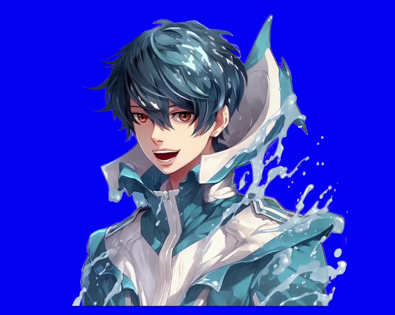 Anime Aqua Boy PNGTuber | Male Avatar for Streamers | Ready Gaming PngTuber  Avatar For Streaming | Twitch Discord Game Streamer