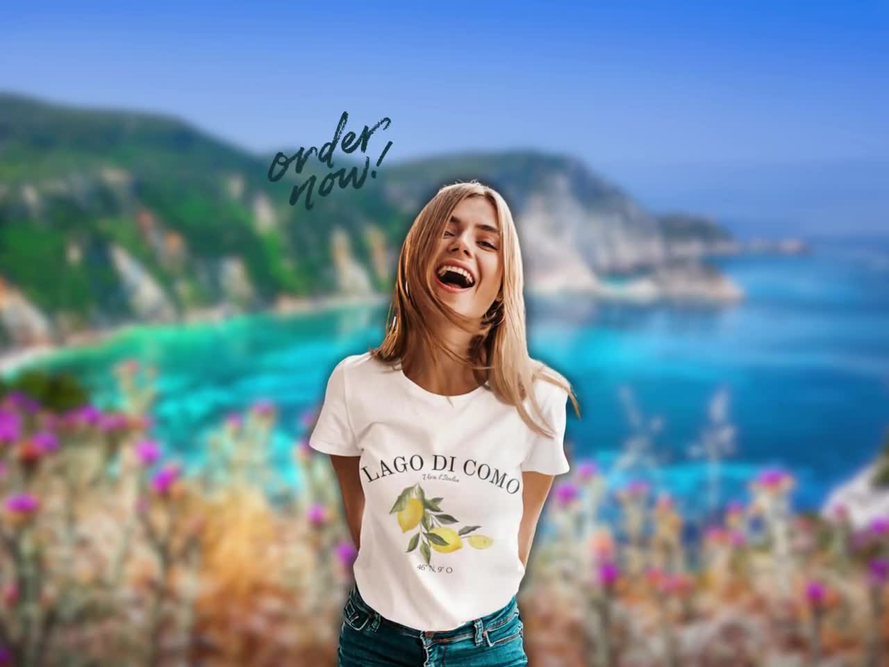 T-shirt Blanc Lago Di Como, Chemise Côme Italie - Taille M - Neuf