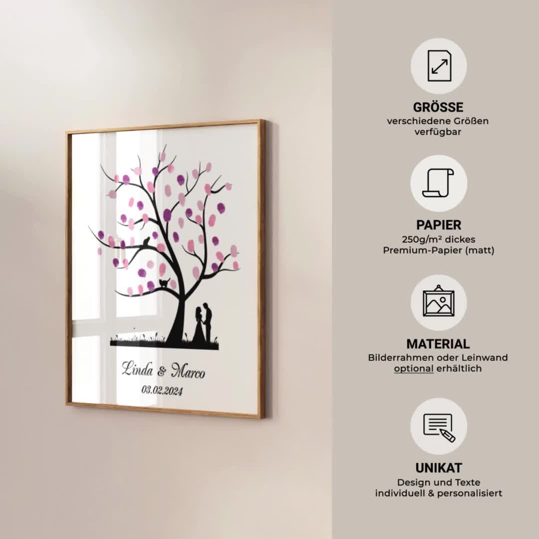 Empreintes Digitales Livre De Signature, Peinture D', Arbre D'empreintes Arbre Empreinte Mariage