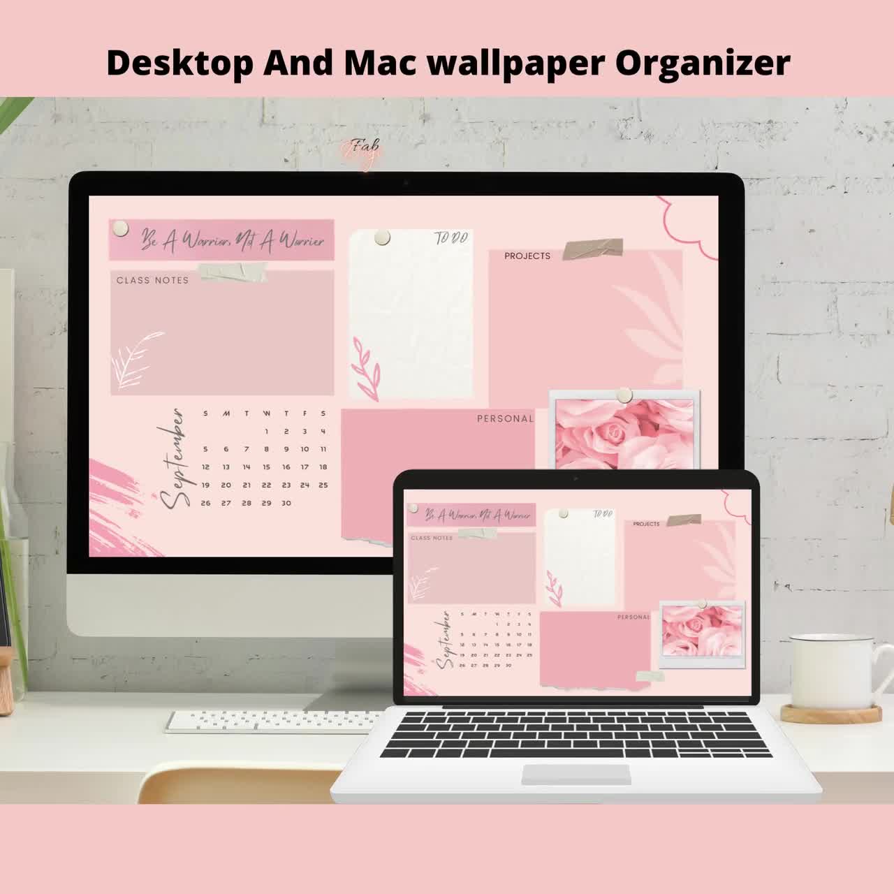 Pink Desktop Wallpaper Organizer, Mac Pink Wallpaper, Rose Mac Windows  Organizer, Student Wallpaper Organizer, Calendar -  Sweden