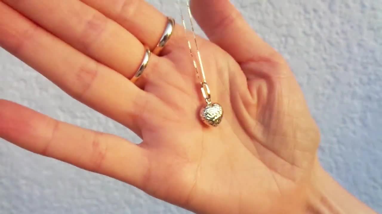 Collana con ciondolo cuore in oro 10K autentico, collana a cuore con taglio  a diamante in oro reale, collana d'amore timbrata 10K, catena in oro  massiccio, regalo di San Valentino 