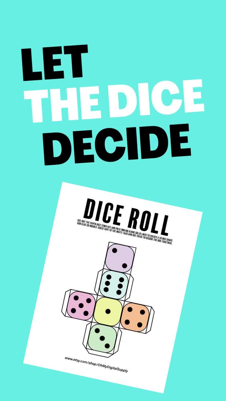 Dice Roll Printable Decision Maker Game Decision (Download Now) 