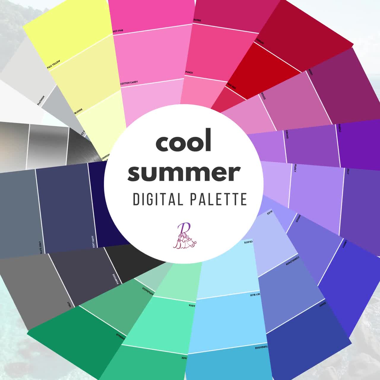 Cool Summer Color Palette DIGITAL SWATCH FAN 12 Seasons, Color