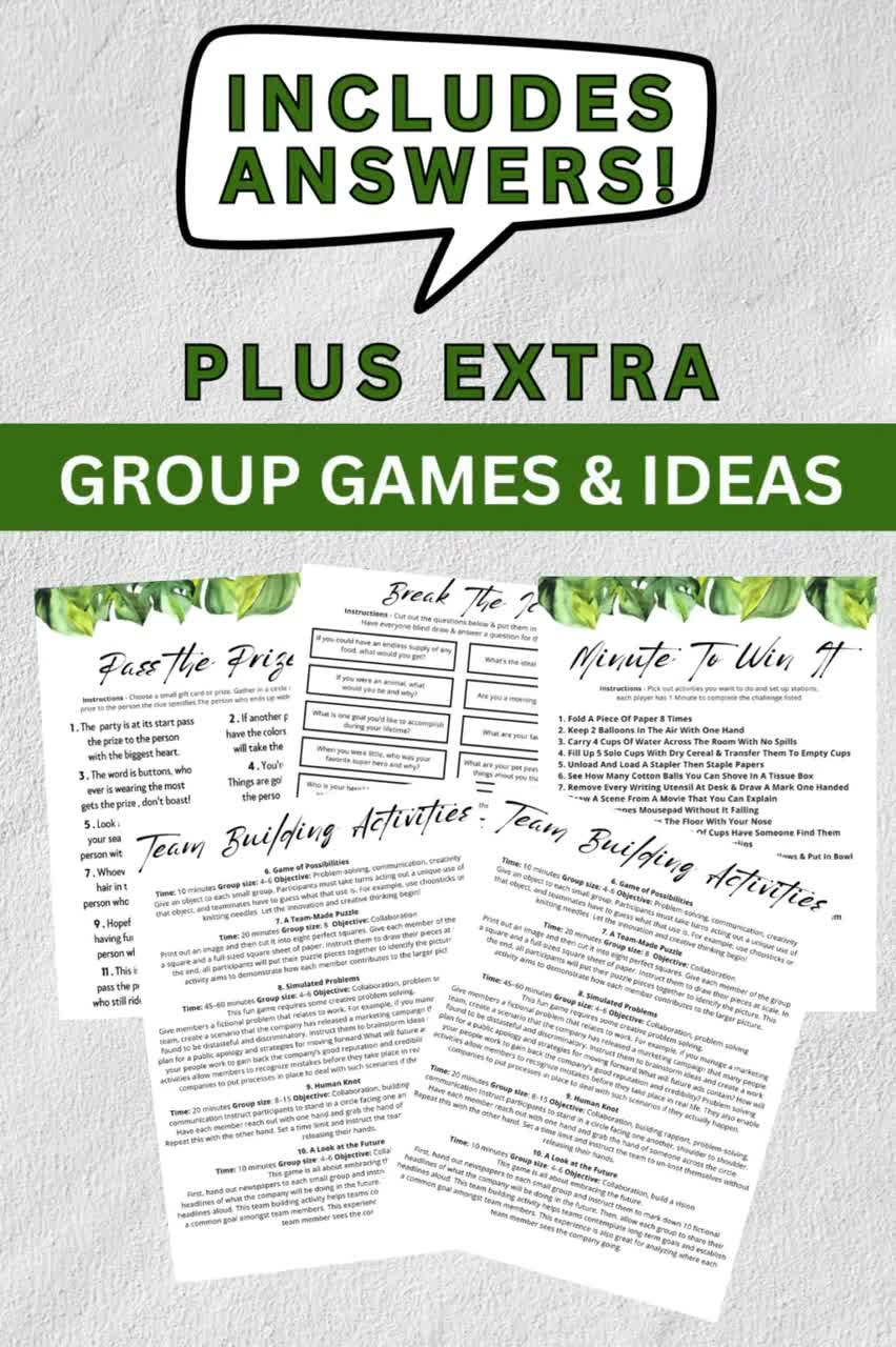 Printable Dinner Party Games   Dinner Games Bundle   Dinner Table Group  Icebreaker Activities   Happy Hour Work Party Games Ideas