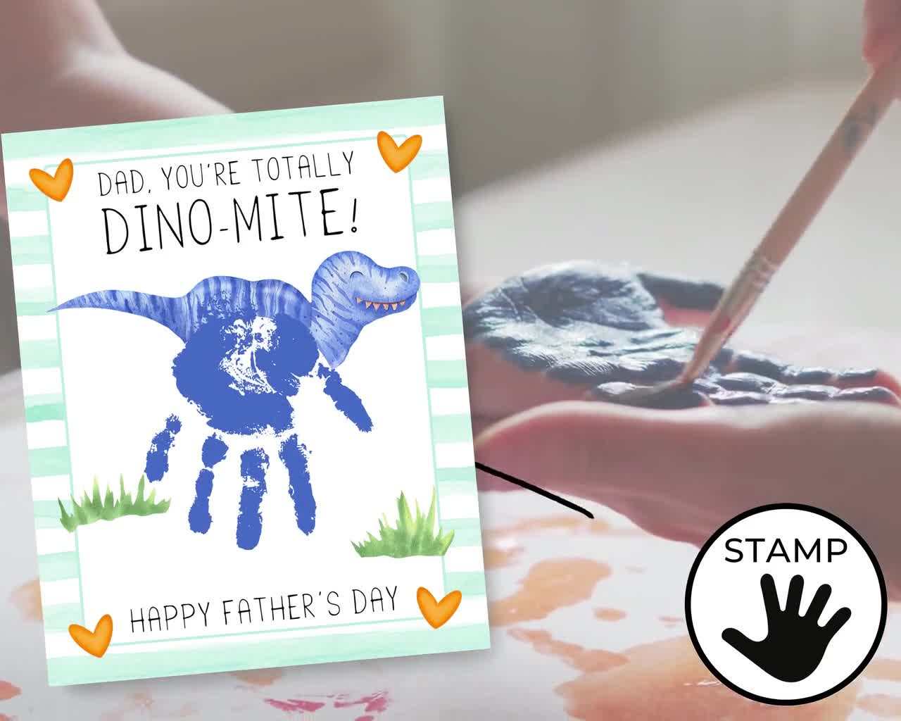 Fathers day card dinosaur baby footprint card happy -  Portugal